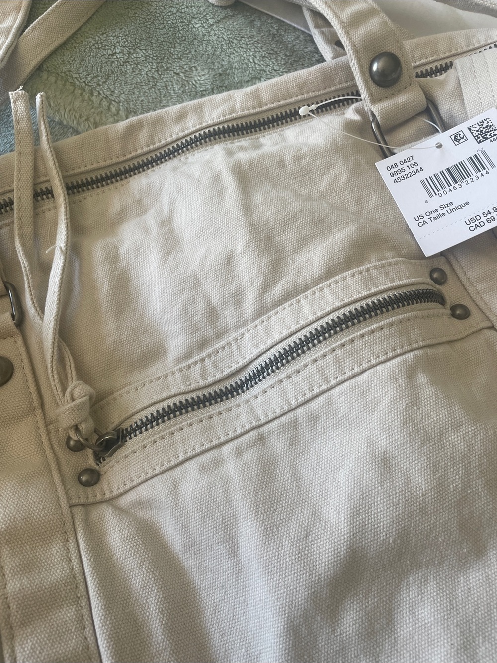 American Eagle Outfitters Y2K Collection Beige Canvas Tote Bag - Picture 4 of 9